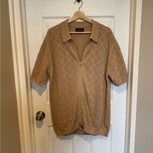 Beams from Japan Beige Knit Zip-Front Short Sleeve Shirt
